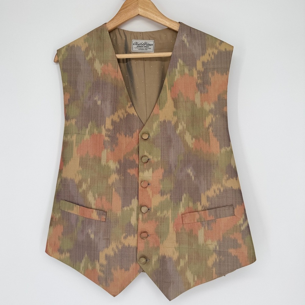 Vintage 100% Silk Neal & Palmer Jermyn Street London Longline Waistcoat Vest 42